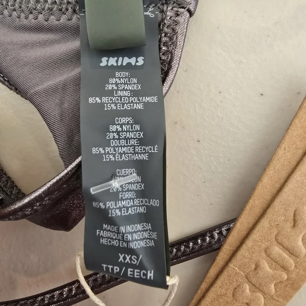 NWT Skims Micro Scoop Bikini Top Metallic Swim Women's Sz XXS.